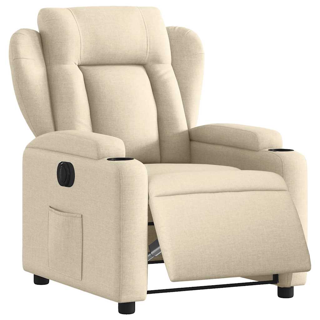 Fauteuil inclinable électrique Crème Tissu - XIOS