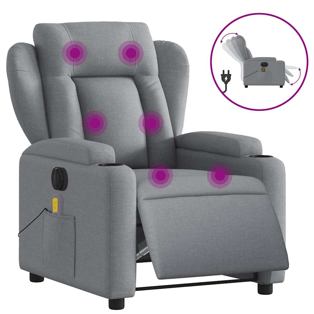 Fauteuil de massage inclinable électrique gris clair tissu - XIOS