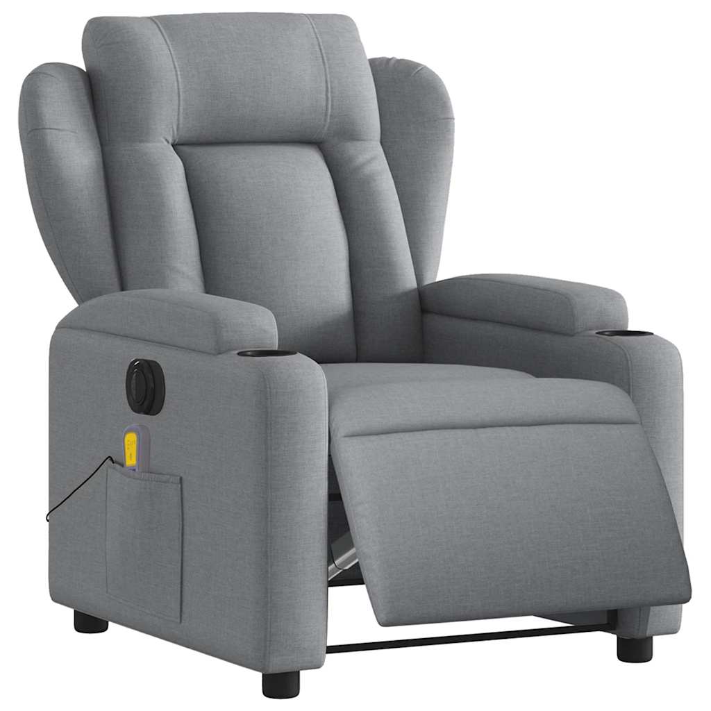 Fauteuil de massage inclinable électrique gris clair tissu - XIOS