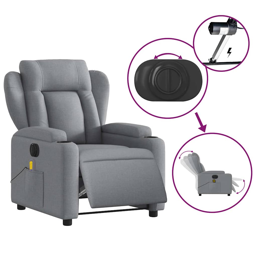 Fauteuil de massage inclinable électrique gris clair tissu - XIOS