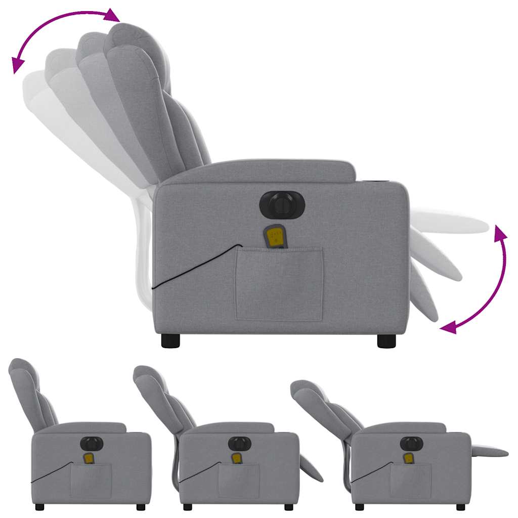 Fauteuil de massage inclinable électrique gris clair tissu - XIOS