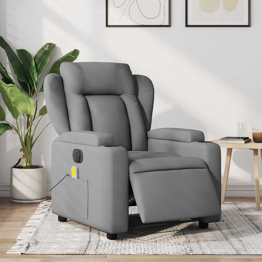 Fauteuil de massage inclinable électrique gris clair tissu - XIOS