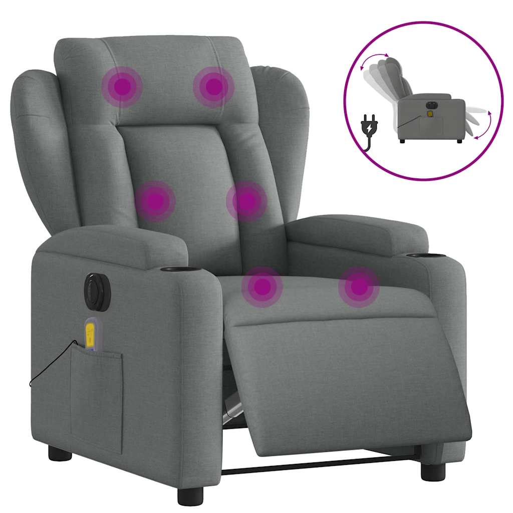 Fauteuil inclinable de massage électrique gris foncé tissu - XIOS