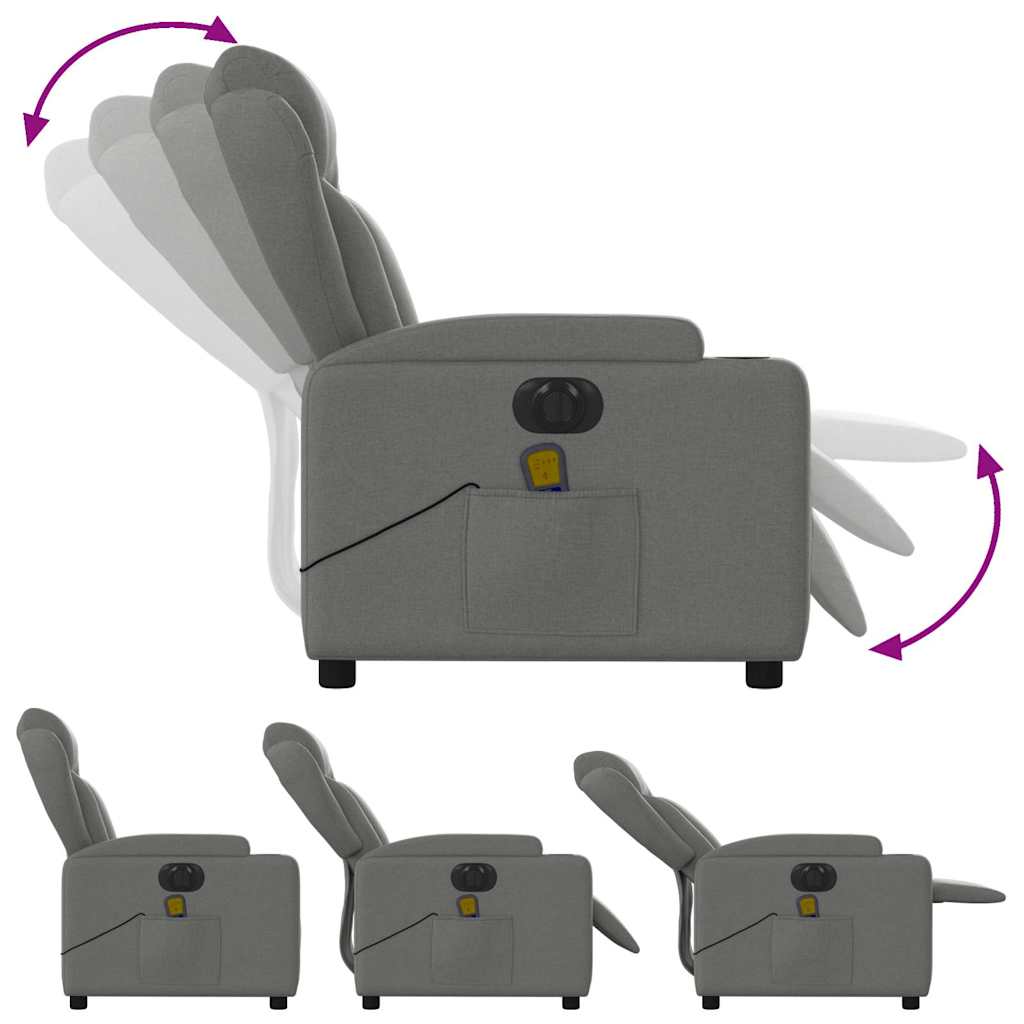 Fauteuil inclinable de massage électrique gris foncé tissu - XIOS