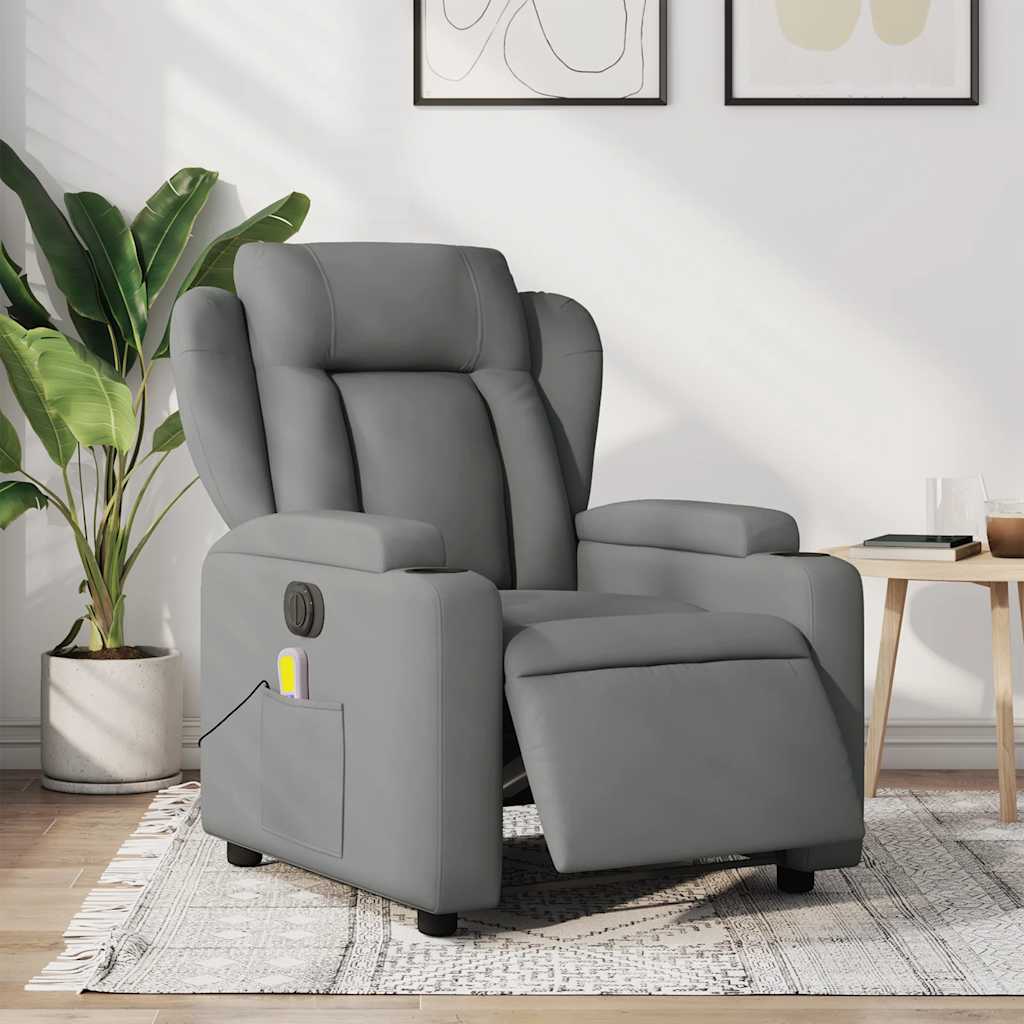 Fauteuil inclinable de massage électrique gris foncé tissu - XIOS