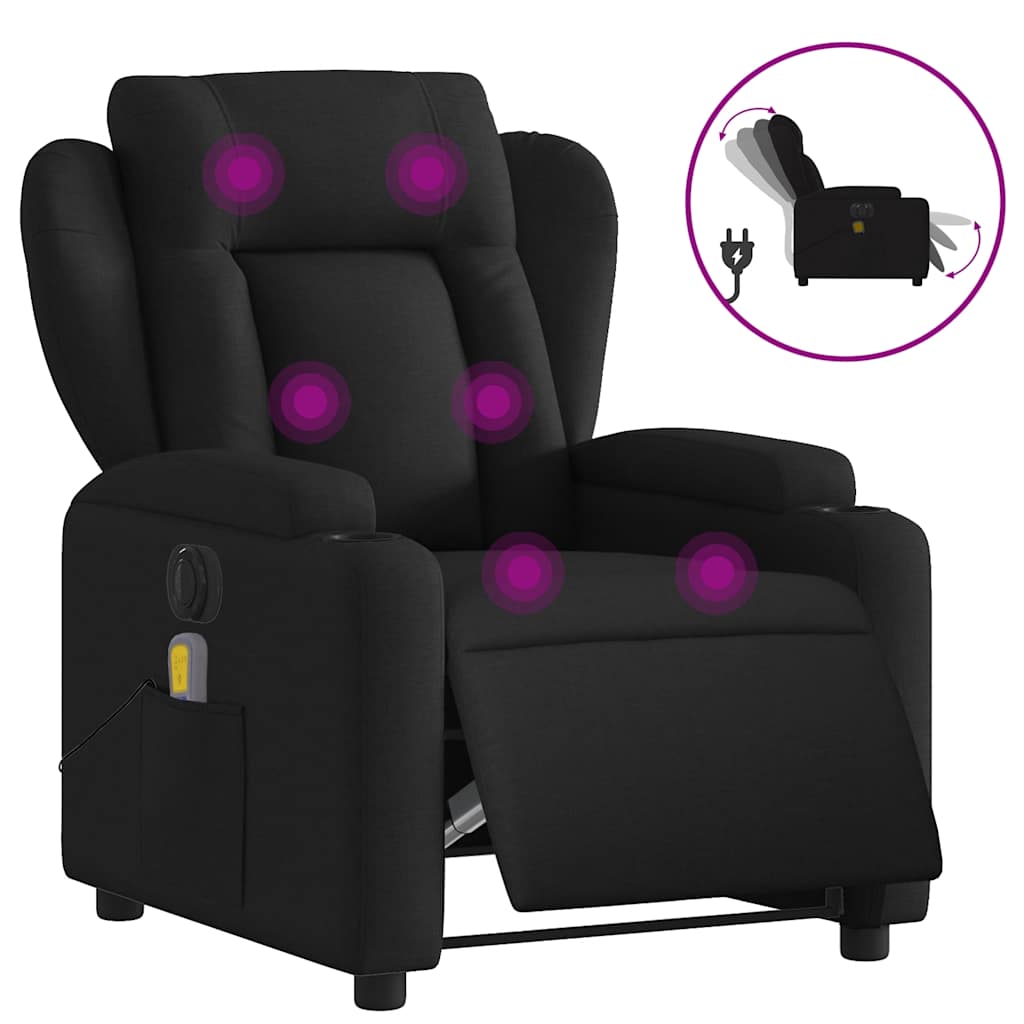 Fauteuil de massage inclinable électrique Noir Tissu - XIOS
