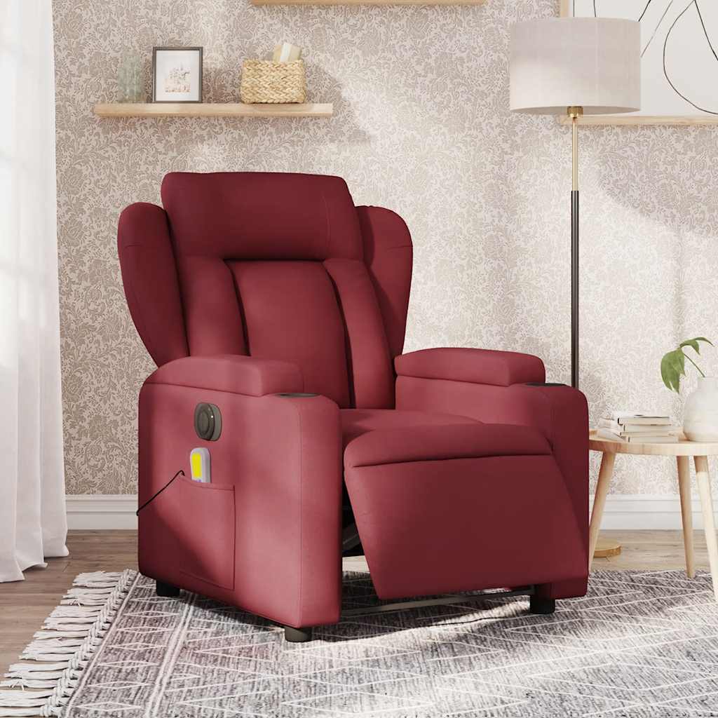 Fauteuil de massage inclinable électrique Rouge bordeaux Tissu - XIOS