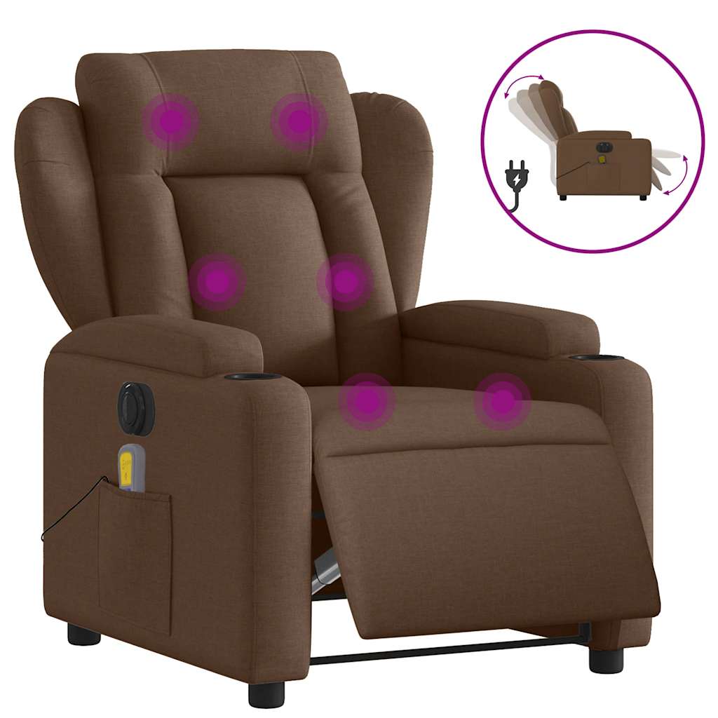 Fauteuil inclinable de massage électrique marron tissu - XIOS
