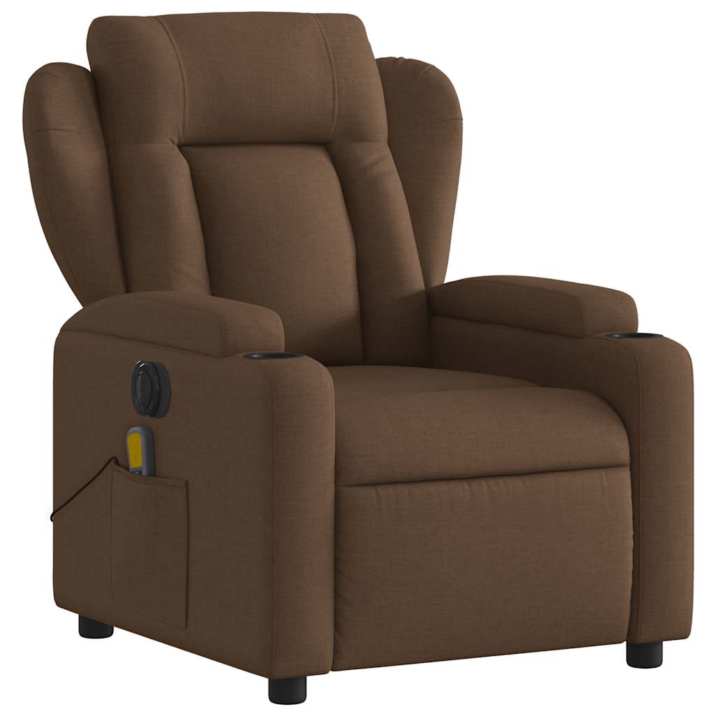 Fauteuil inclinable de massage électrique marron tissu
