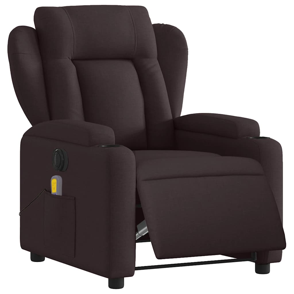 Fauteuil de massage inclinable électrique Marron foncé Tissu - XIOS