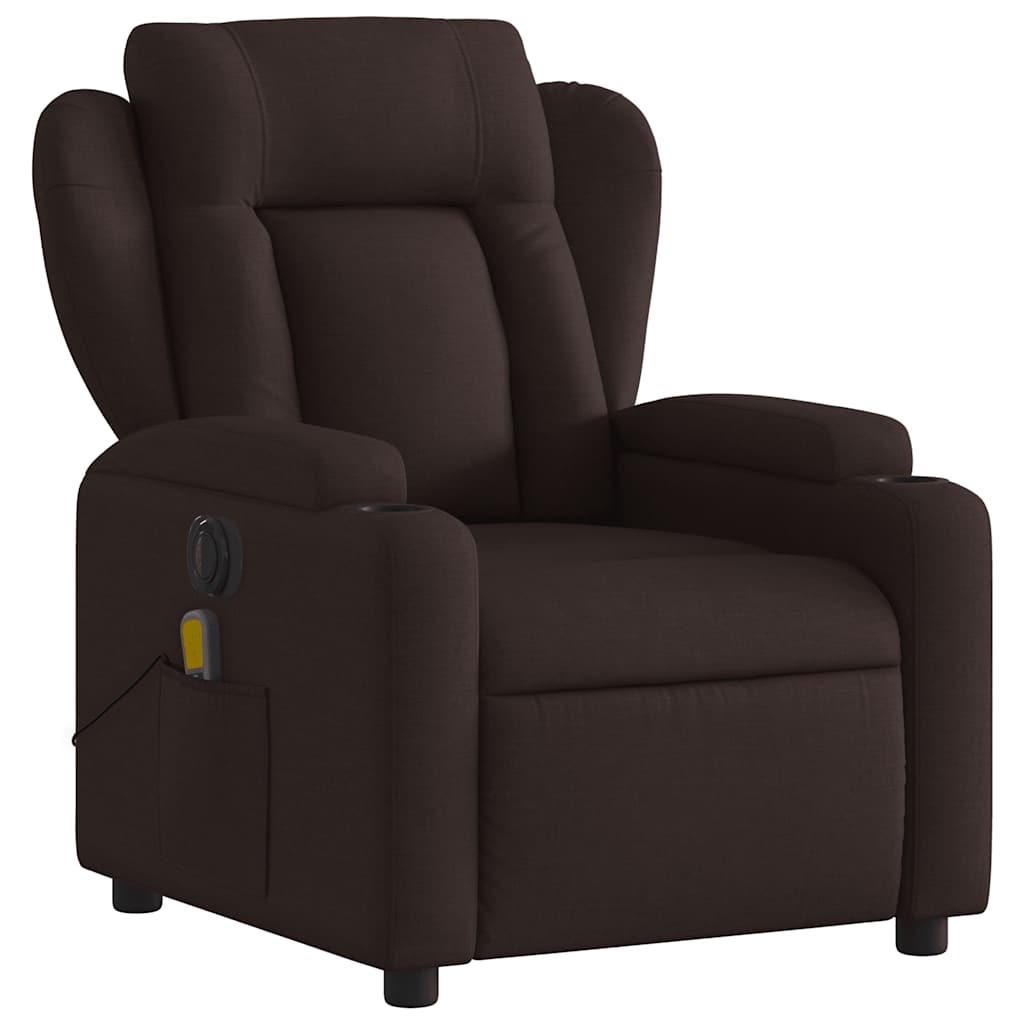 Fauteuil de massage inclinable électrique Marron foncé Tissu - XIOS