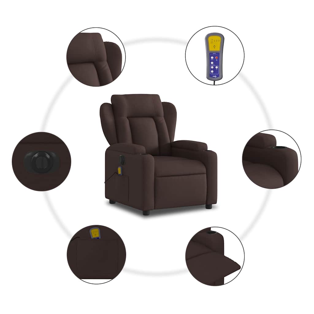 Fauteuil de massage inclinable électrique Marron foncé Tissu - XIOS
