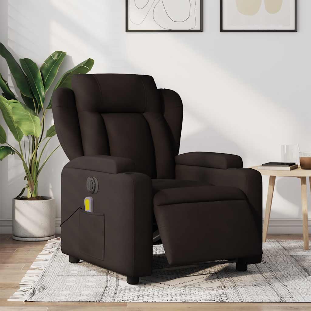 Fauteuil de massage inclinable électrique Marron foncé Tissu - XIOS