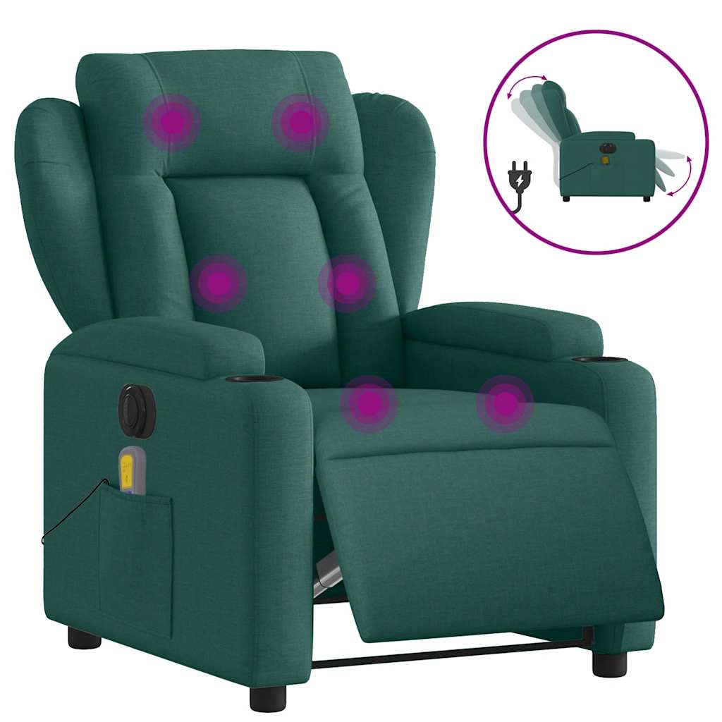 Fauteuil de massage inclinable électrique Vert foncé Tissu - XIOS