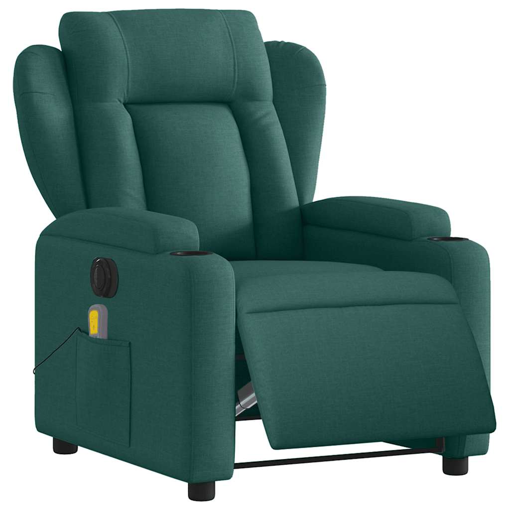 Fauteuil de massage inclinable électrique Vert foncé Tissu - XIOS
