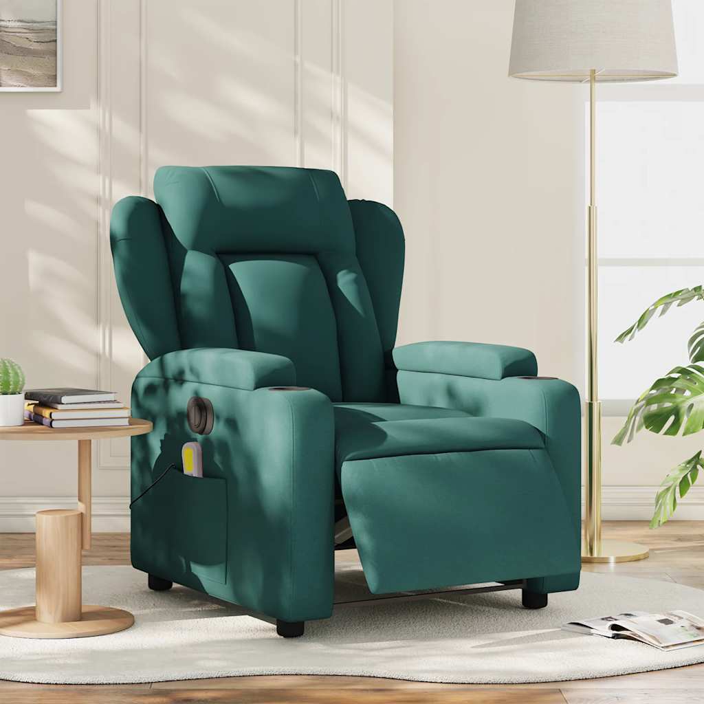Fauteuil de massage inclinable électrique Vert foncé Tissu - XIOS