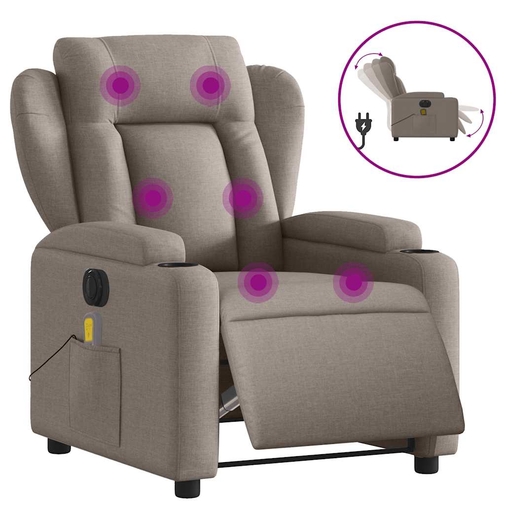 Fauteuil de massage inclinable électrique Taupe Tissu - XIOS