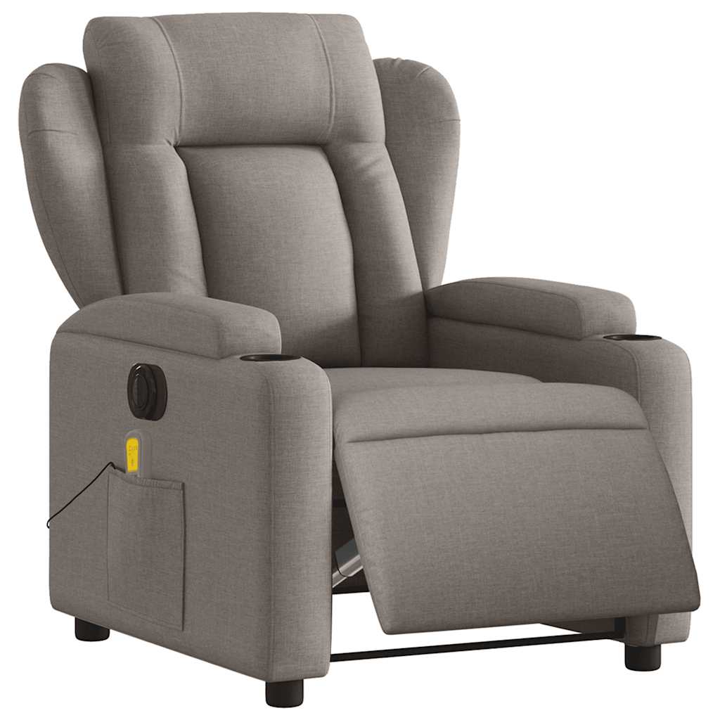 Fauteuil de massage inclinable électrique Taupe Tissu - XIOS