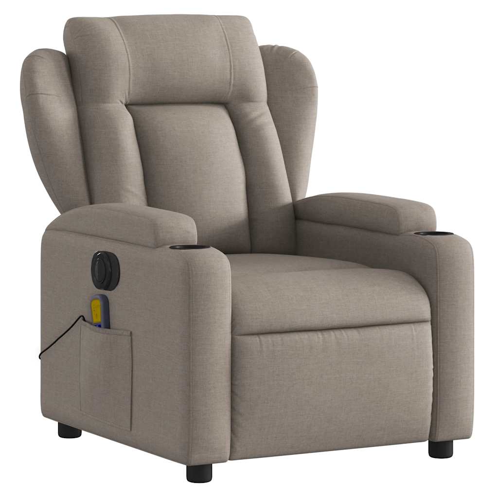 Fauteuil de massage inclinable électrique Taupe Tissu