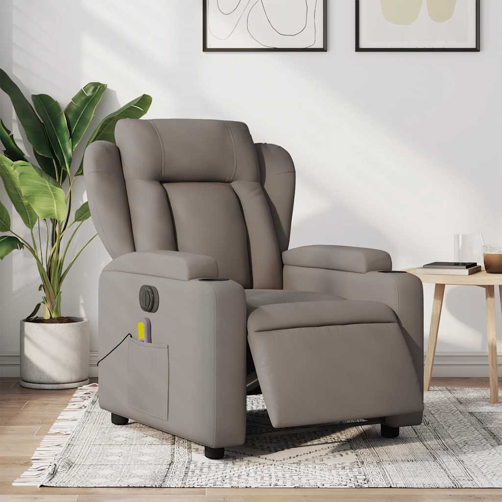 Fauteuil de massage inclinable électrique Taupe Tissu - XIOS