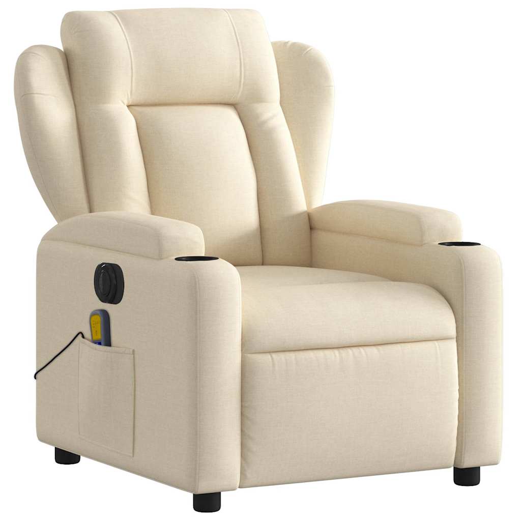 Fauteuil inclinable de massage électrique crème tissu - XIOS