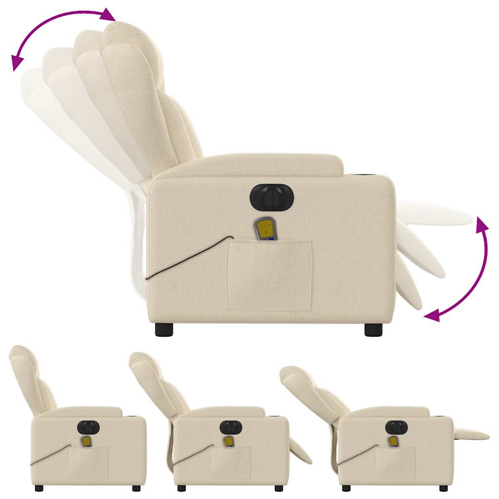 Fauteuil inclinable de massage électrique crème tissu - XIOS