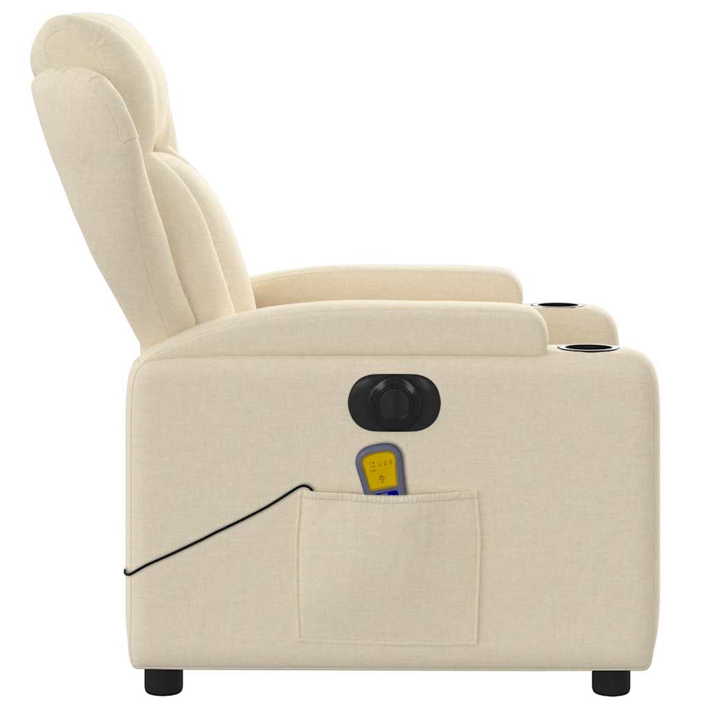 Fauteuil inclinable de massage électrique crème tissu - XIOS