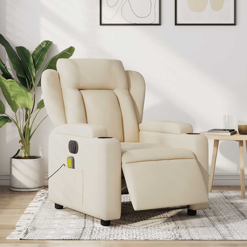 Fauteuil inclinable de massage électrique crème tissu - XIOS