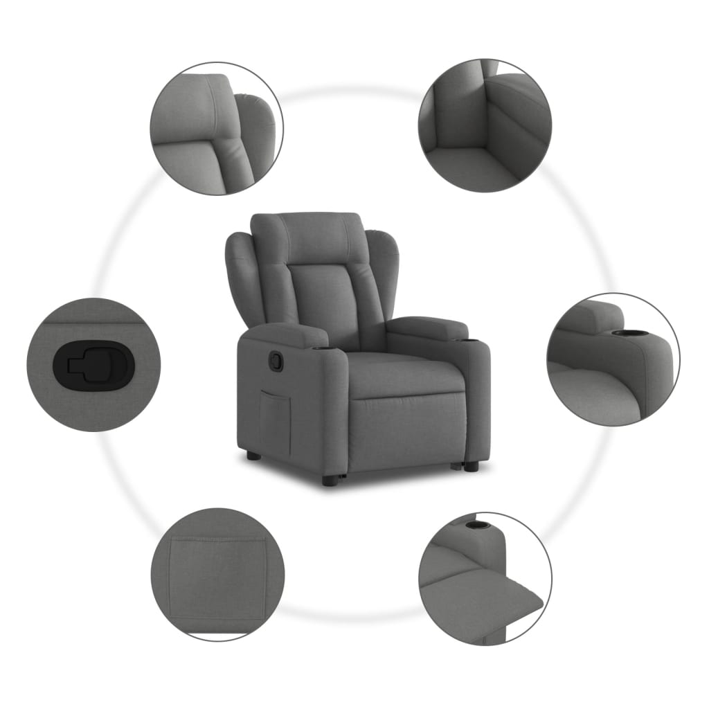 Fauteuil inclinable Gris foncé Tissu - XIOS