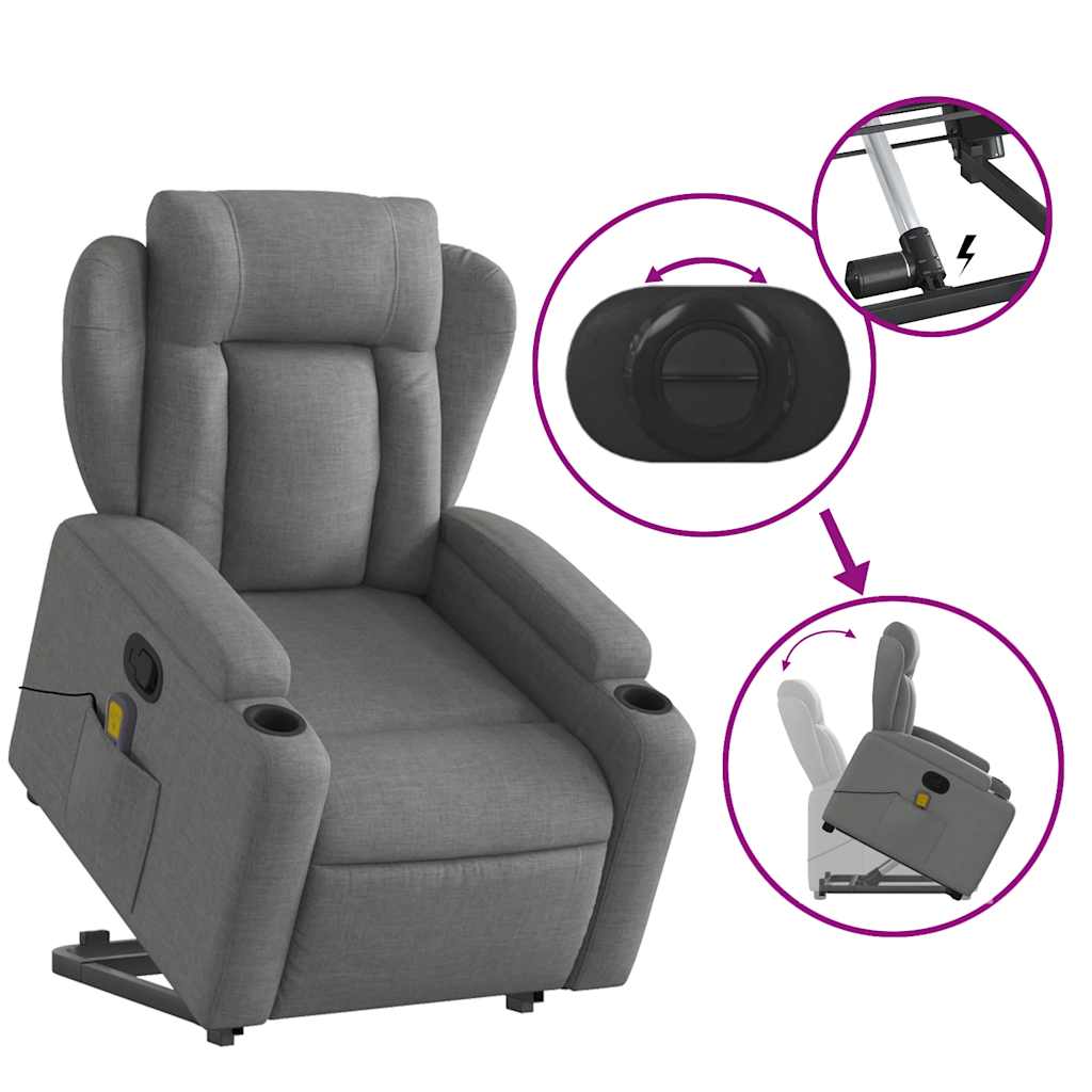 Fauteuil de massage inclinable Gris foncé Tissu