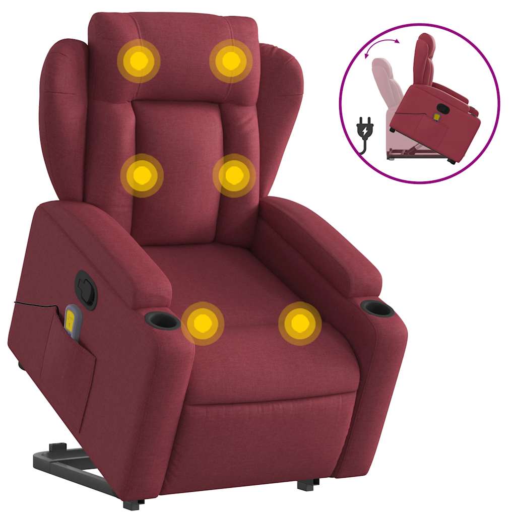 Fauteuil inclinable de massage Rouge bordeaux Tissu - XIOS