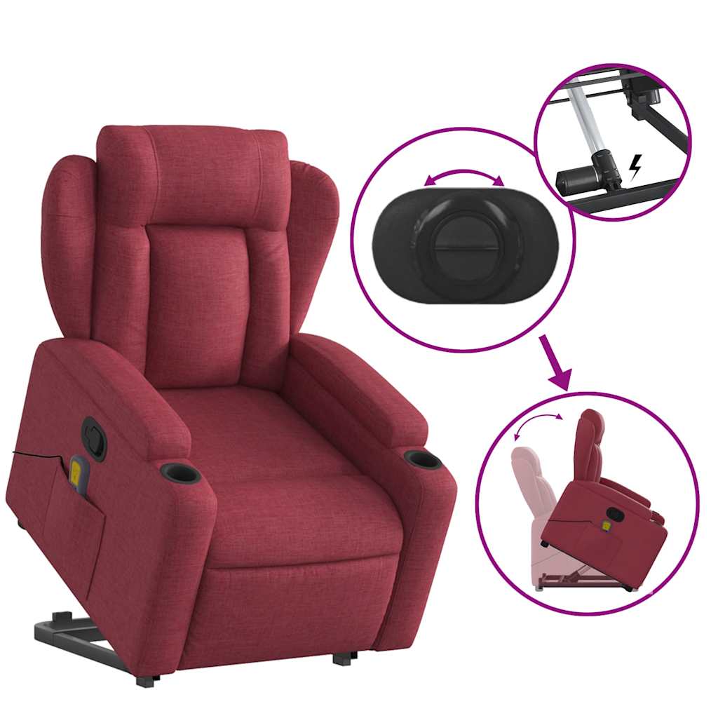 Fauteuil inclinable de massage Rouge bordeaux Tissu - XIOS