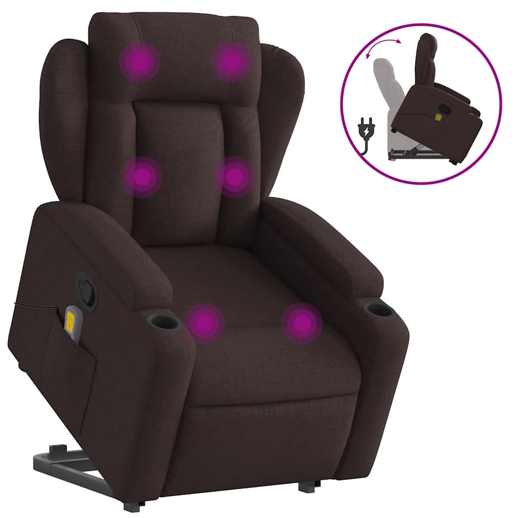 Fauteuil inclinable de massage Marron foncé Tissu - XIOS