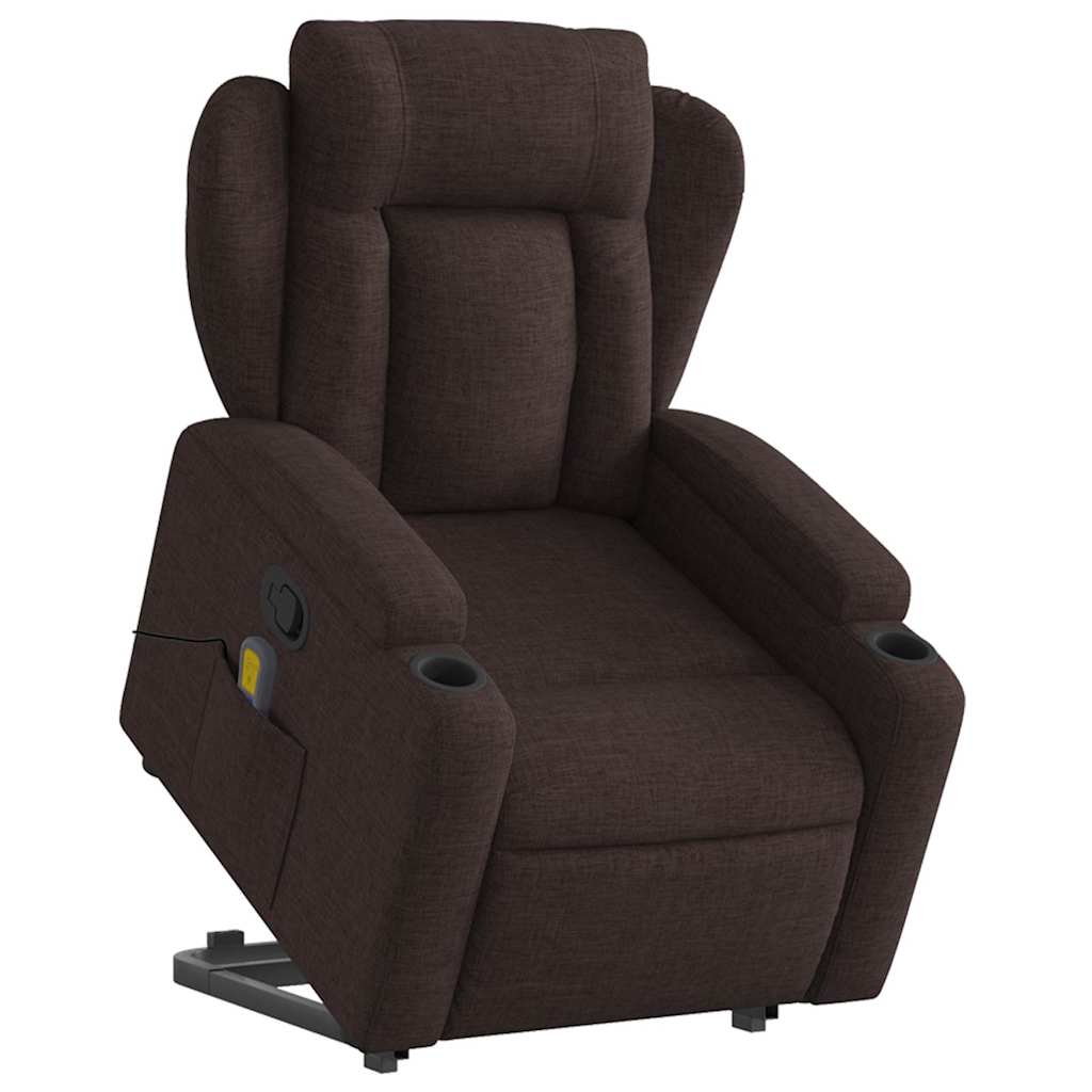 Fauteuil inclinable de massage Marron foncé Tissu