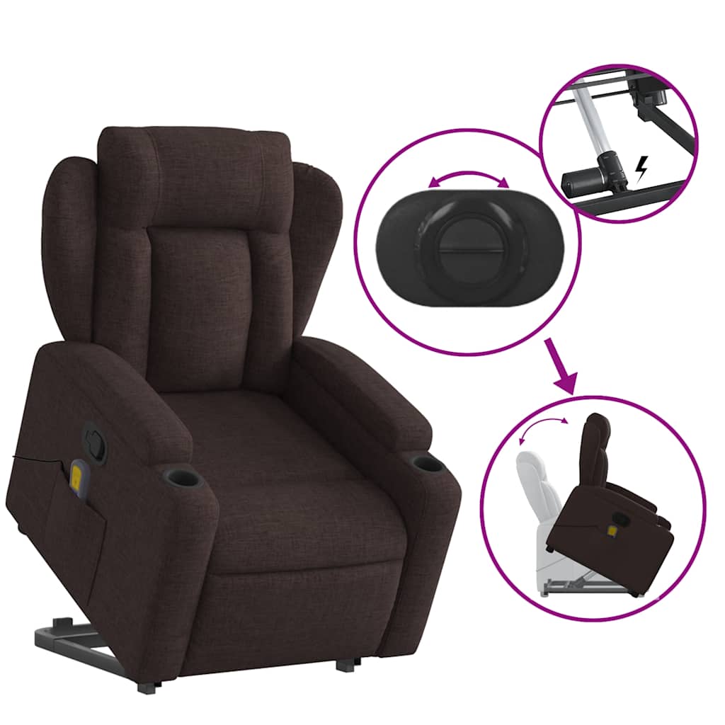 Fauteuil inclinable de massage Marron foncé Tissu