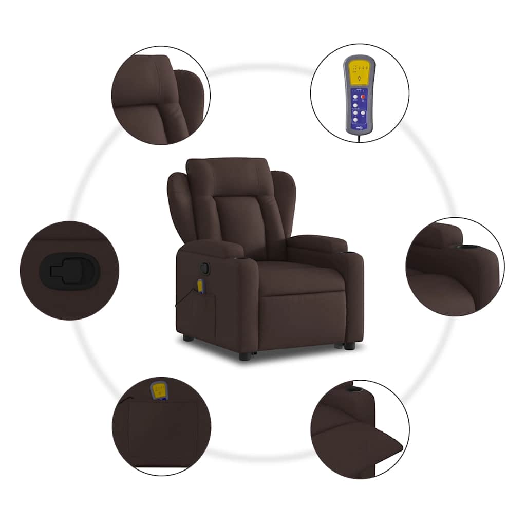 Fauteuil inclinable de massage Marron foncé Tissu - XIOS