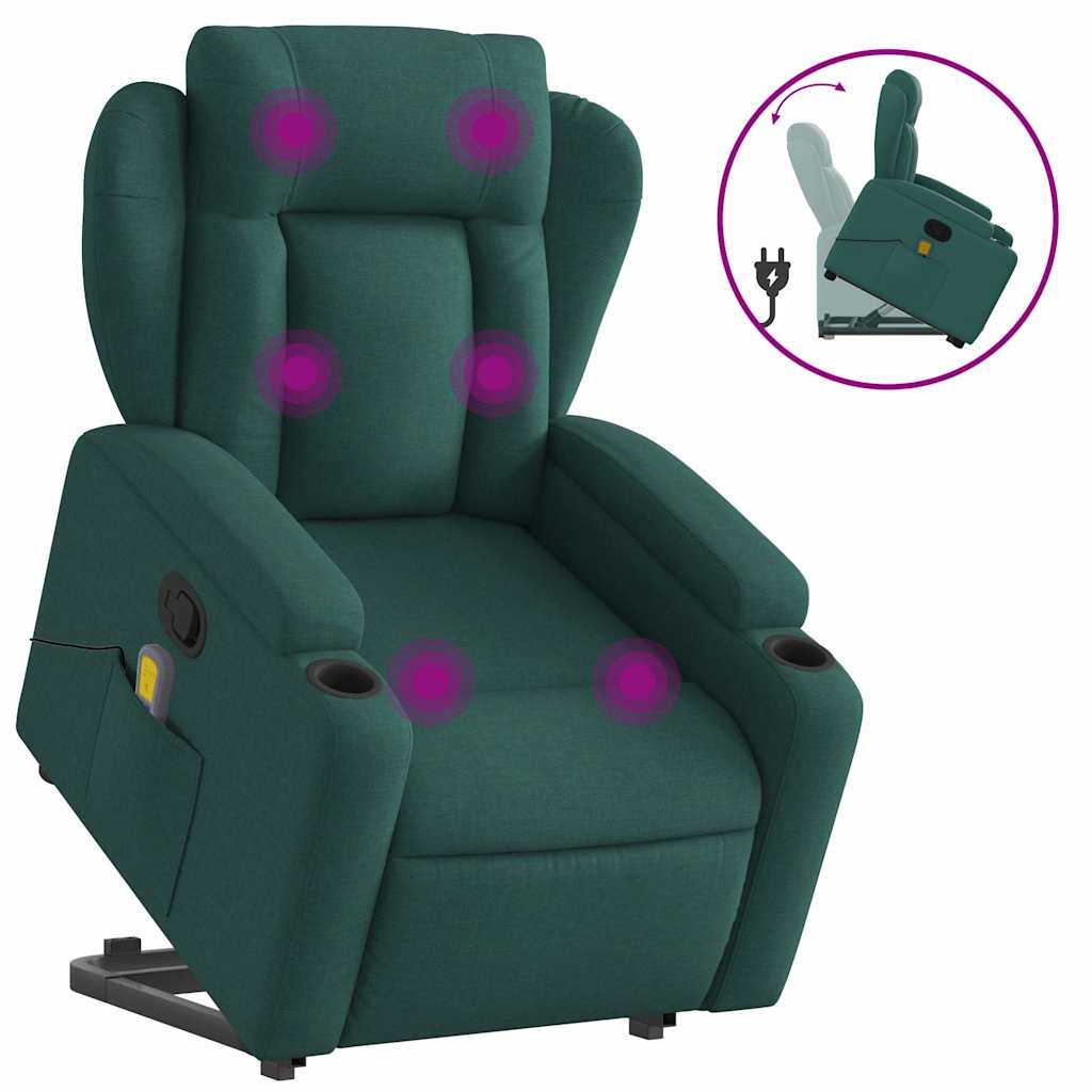 Fauteuil inclinable de massage Vert foncé Tissu - XIOS