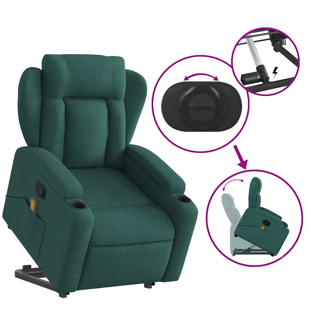 Fauteuil inclinable de massage Vert foncé Tissu - XIOS