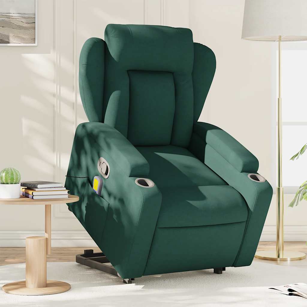 Fauteuil inclinable de massage Vert foncé Tissu - XIOS