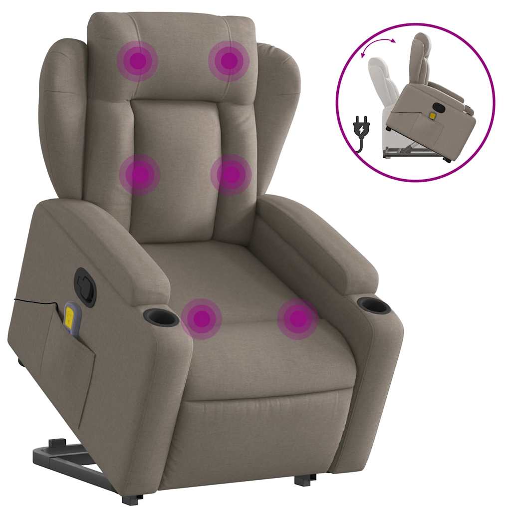 Fauteuil inclinable de massage Taupe Tissu - XIOS