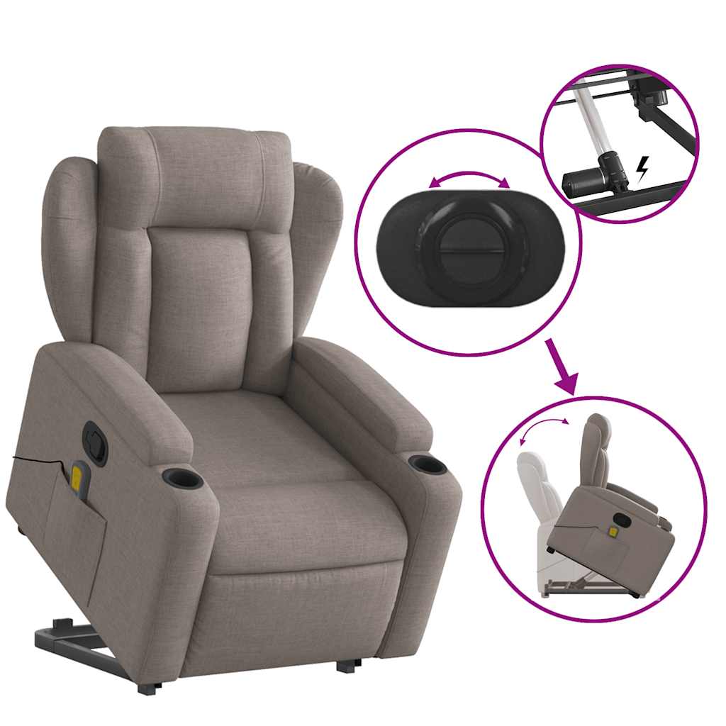 Fauteuil inclinable de massage Taupe Tissu - XIOS