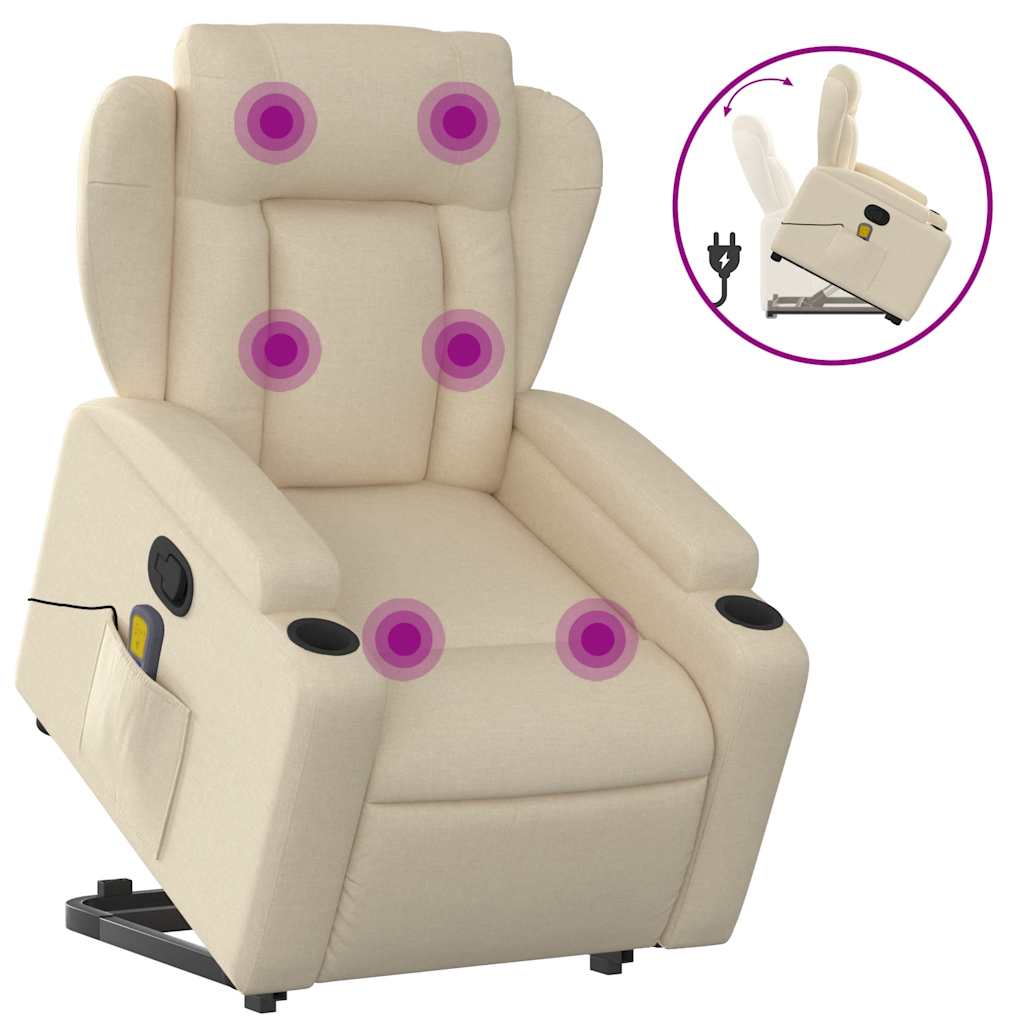 Fauteuil inclinable de massage Crème Tissu