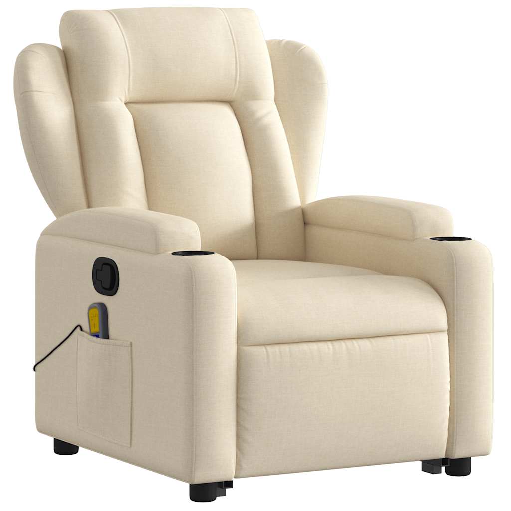 Fauteuil inclinable de massage Crème Tissu