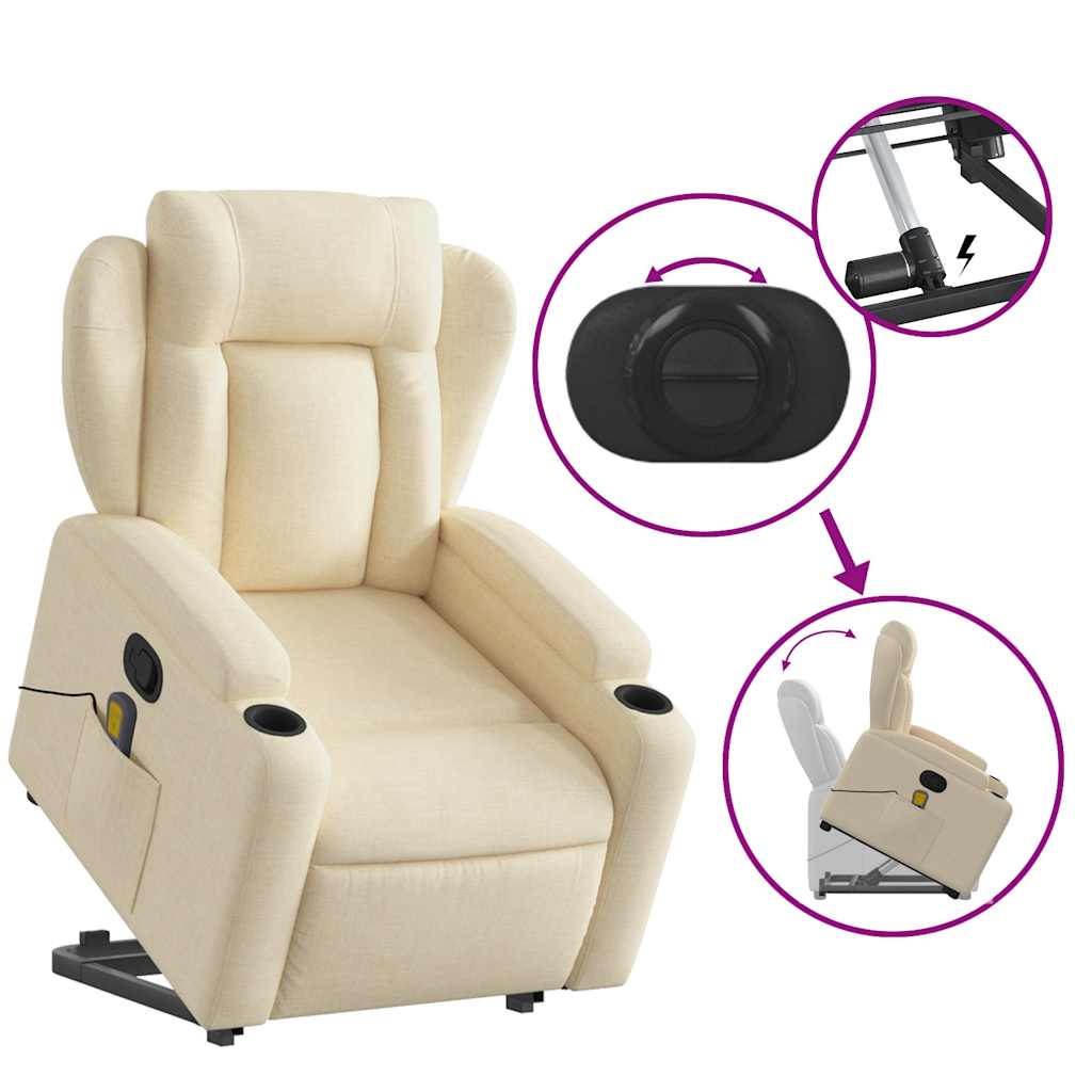 Fauteuil inclinable de massage Crème Tissu - XIOS
