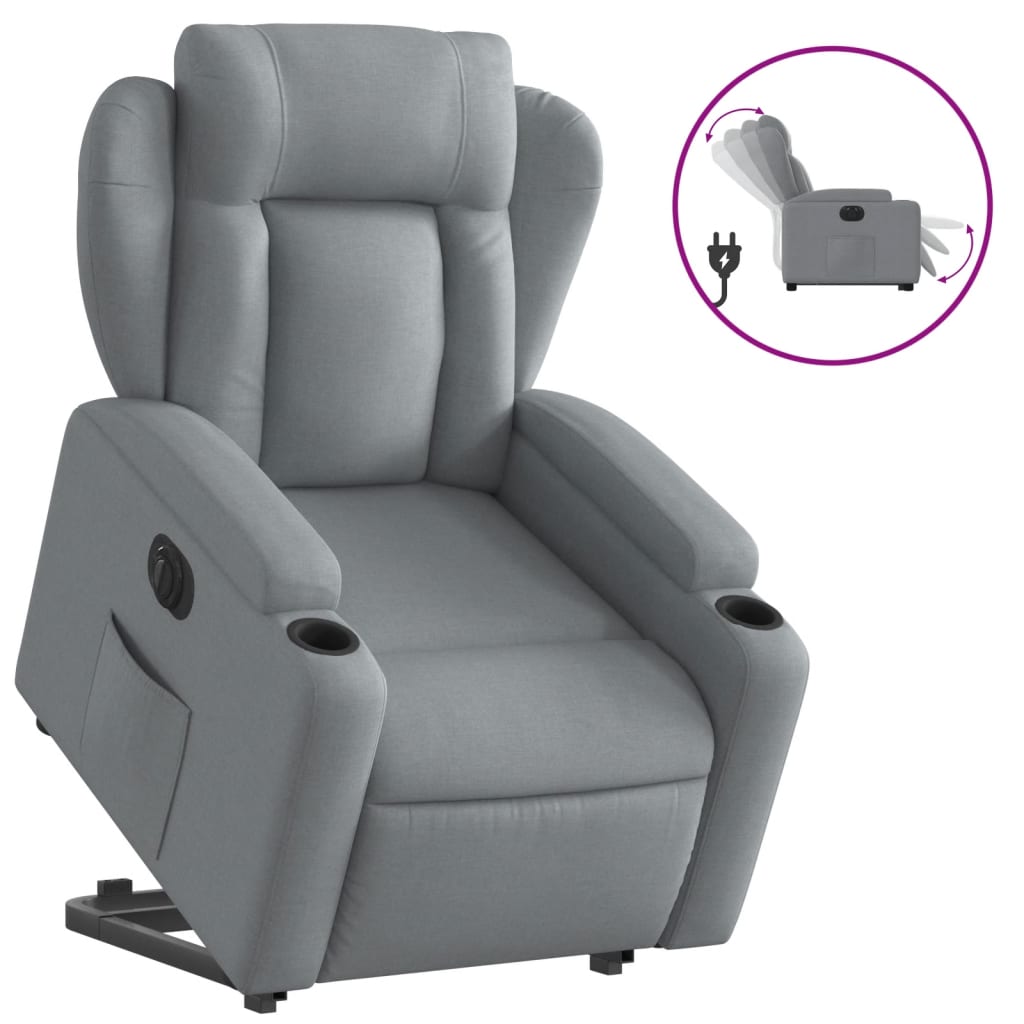 Fauteuil inclinable électrique gris clair tissu - XIOS