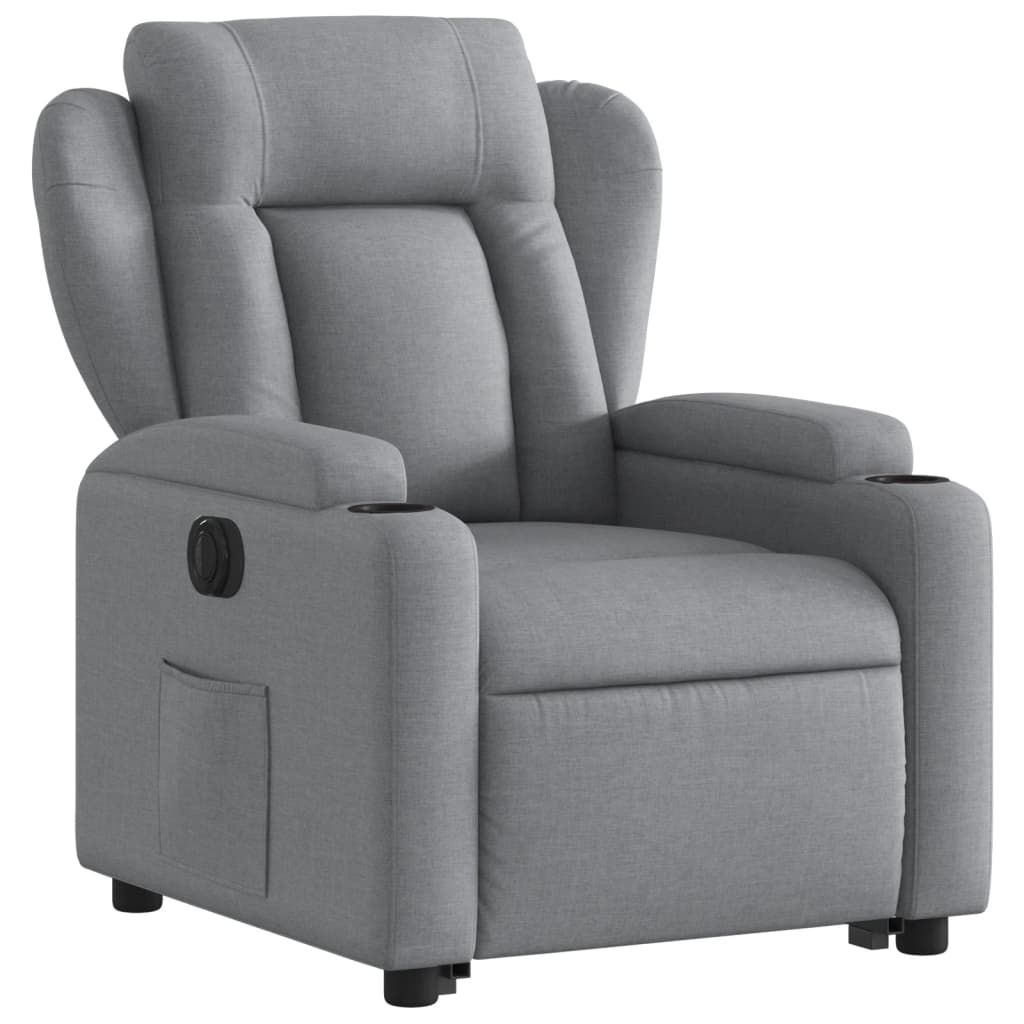 Fauteuil inclinable électrique gris clair tissu - XIOS