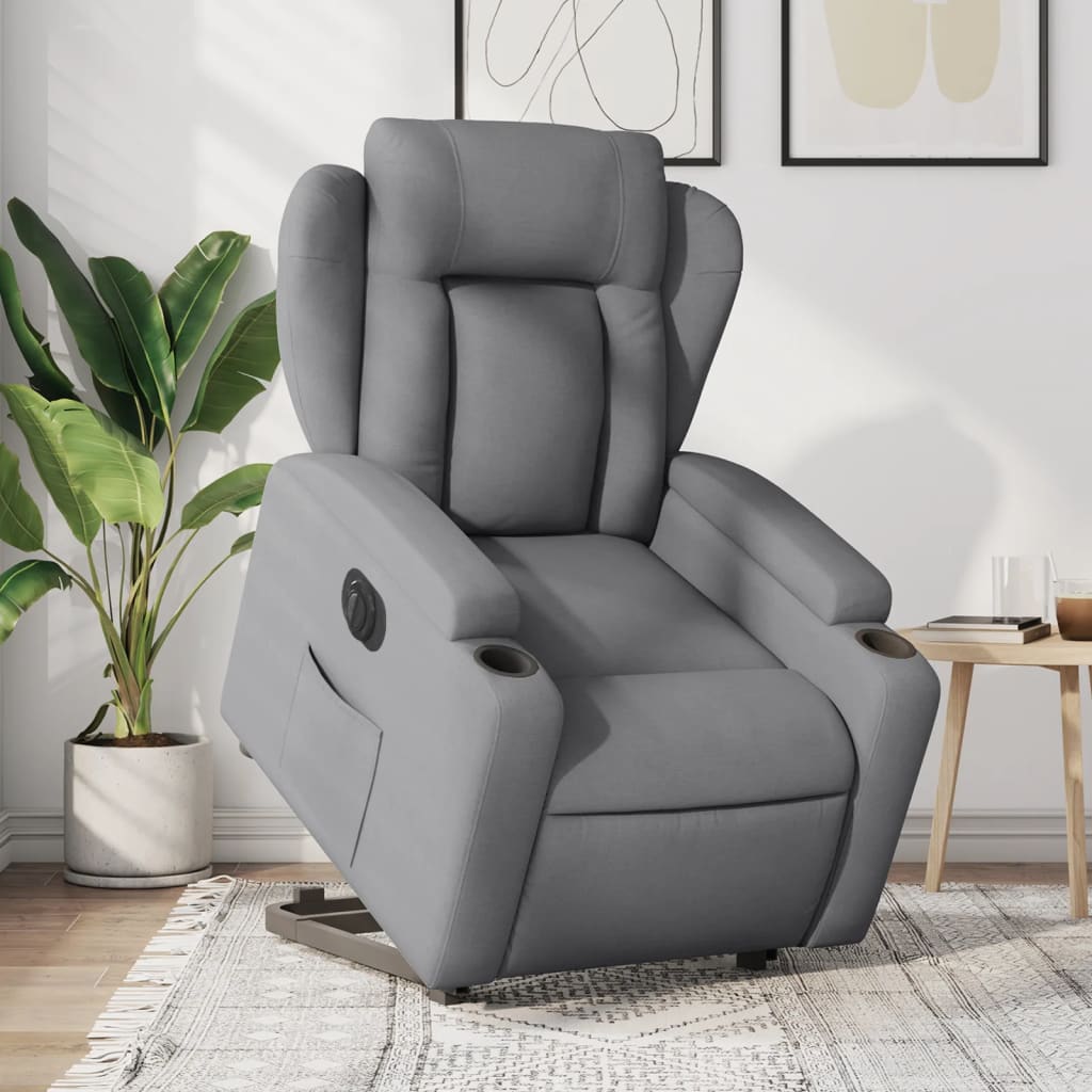 Fauteuil inclinable électrique gris clair tissu - XIOS