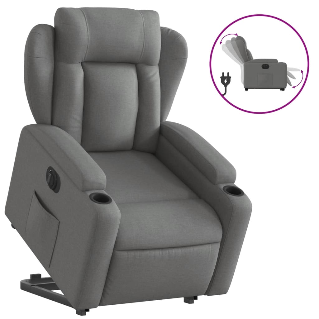 Fauteuil inclinable électrique gris foncé tissu - XIOS