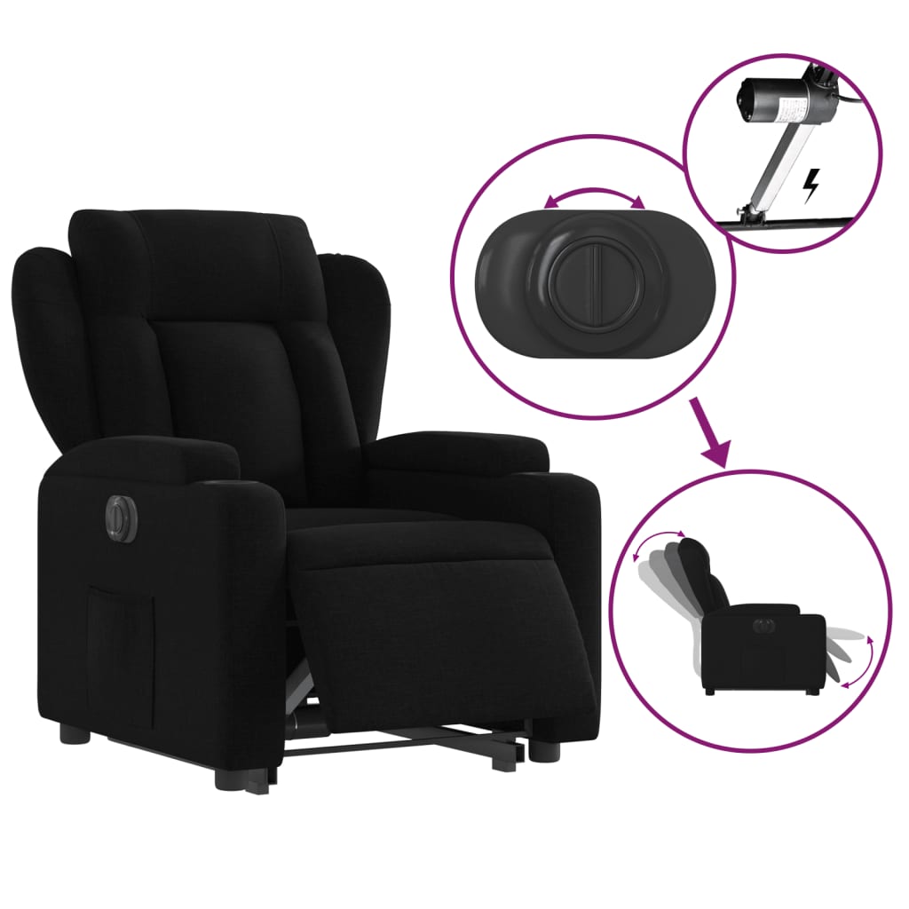 Fauteuil inclinable électrique noir tissu - XIOS