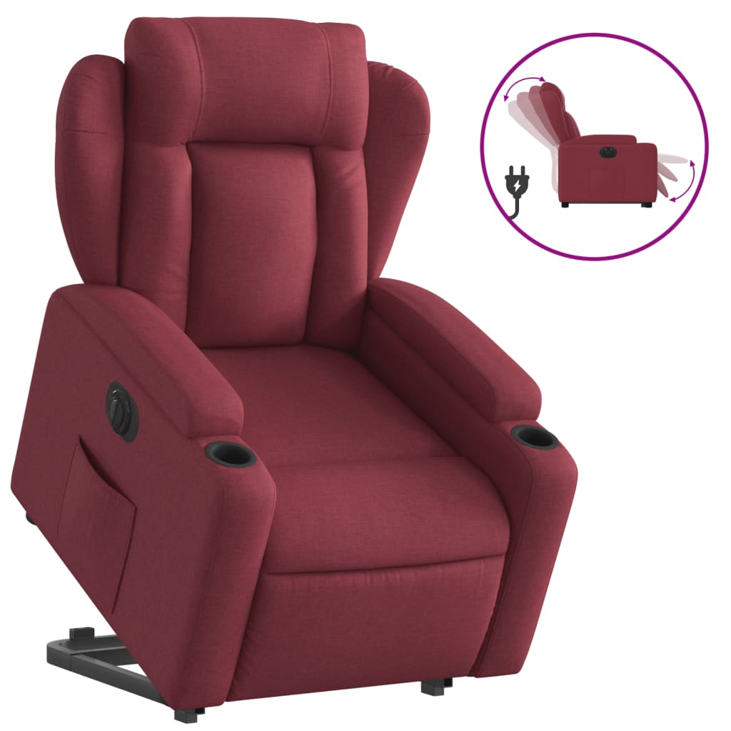 Fauteuil inclinable électrique rouge bordeaux tissu - XIOS